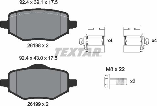 Textar 2619801 - Fren balata seti, diskli fren parts5.com