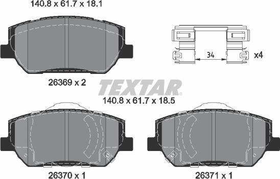 Textar 2636901 - Set placute frana,frana disc parts5.com