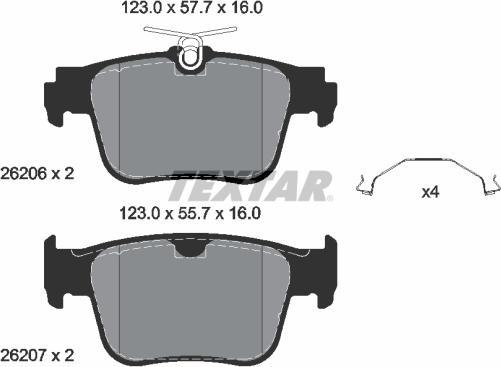 Textar 2620601 - Bremsbelagsatz, Scheibenbremse parts5.com