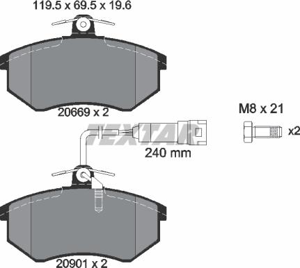 Textar 2066922 - Komplet pločica, disk-kočnica parts5.com