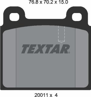 Textar 2001102 - Bremsbelagsatz, Scheibenbremse parts5.com