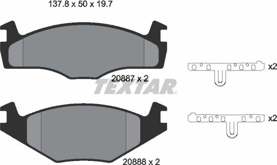 Textar 2088710 - Piduriklotsi komplekt,ketaspidur parts5.com