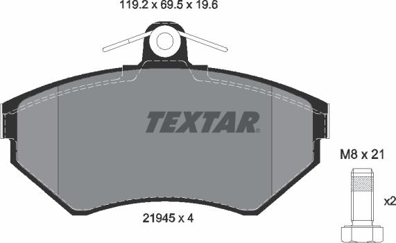 Textar 2194503 - Brake Pad Set, disc brake parts5.com