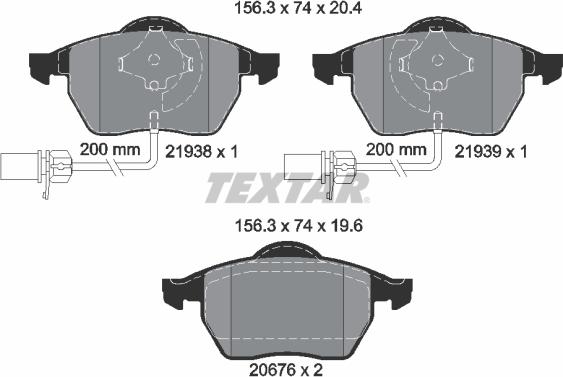 Textar 2193801 - Sada brzdových platničiek kotúčovej brzdy parts5.com