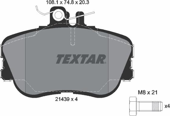 Textar 2143905 - Sada brzdových platničiek kotúčovej brzdy parts5.com