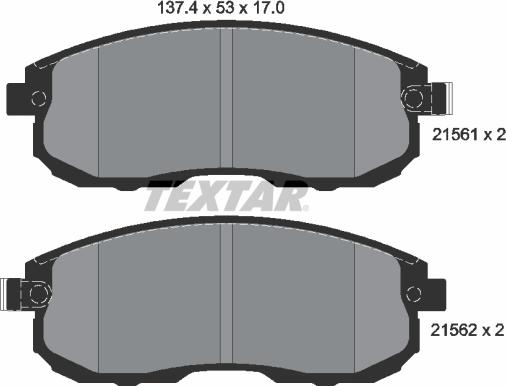 Textar 2156201 - Komplet zavornih oblog, ploscne (kolutne) zavore parts5.com