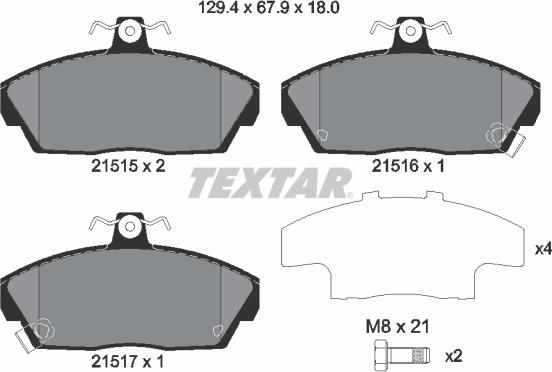 Textar 2151503 - Σετ τακάκια, δισκόφρενα parts5.com