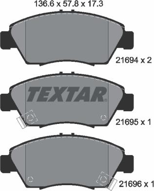 Textar 2169401 - Комплект спирачно феродо, дискови спирачки parts5.com