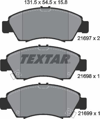 Textar 2169701 - Sada brzdových destiček, kotoučová brzda parts5.com