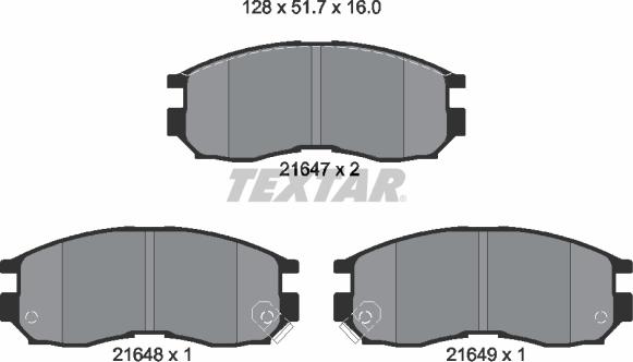 Textar 2164701 - Komplet zavornih oblog, ploscne (kolutne) zavore parts5.com