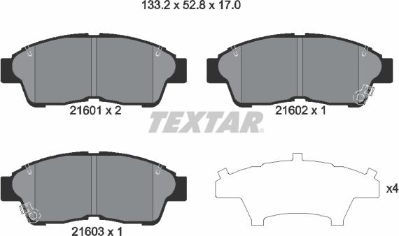 Textar 2160101 - Zestaw klocków hamulcowych, hamulce tarczowe parts5.com