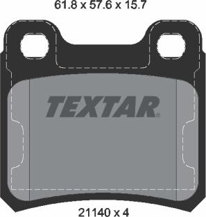 Textar 2114001 - Σετ τακάκια, δισκόφρενα parts5.com