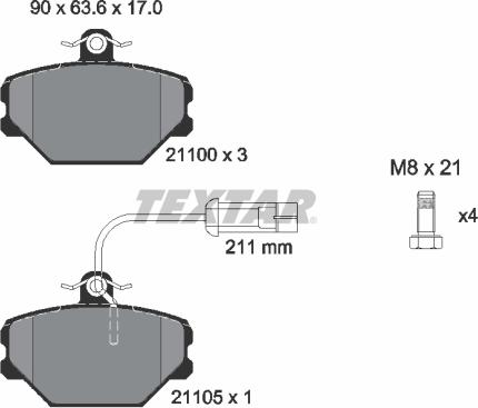 Textar 2110005 - Sada brzdových destiček, kotoučová brzda parts5.com