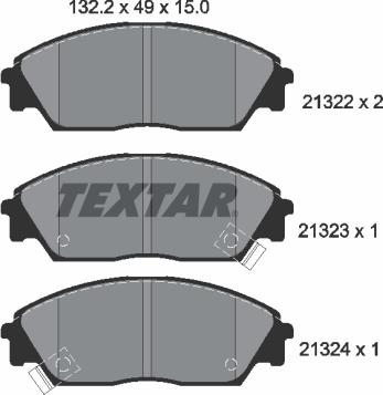 Textar 2132201 - Комплект спирачно феродо, дискови спирачки parts5.com