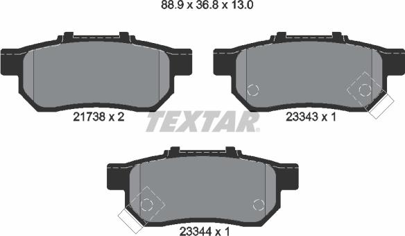 Textar 2173801 - Brake Pad Set, disc brake parts5.com