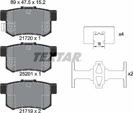 Textar 2172001 - Kit de plaquettes de frein, frein à disque parts5.com