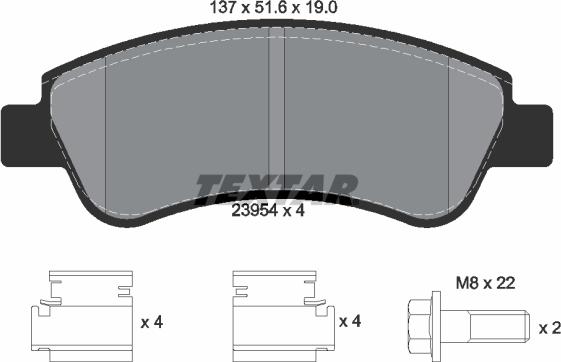 Textar 2395401 - Piduriklotsi komplekt,ketaspidur parts5.com