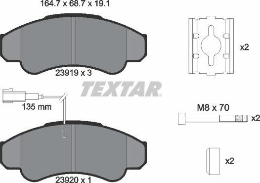 Textar 2391901 - Komplet pločica, disk-kočnica parts5.com