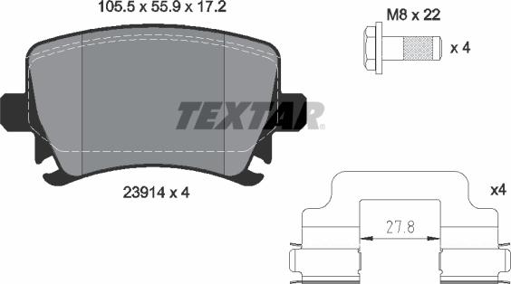 Textar 2391402 - Sada brzdových destiček, kotoučová brzda parts5.com