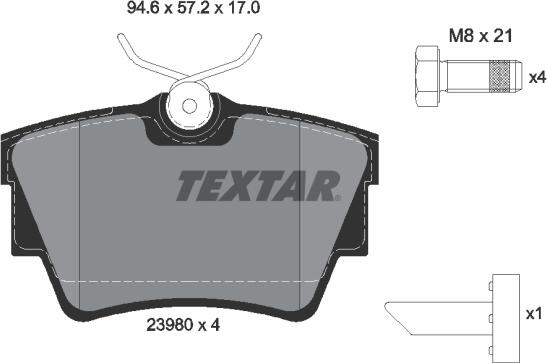 Textar 2398001 - Komplet pločica, disk-kočnica parts5.com