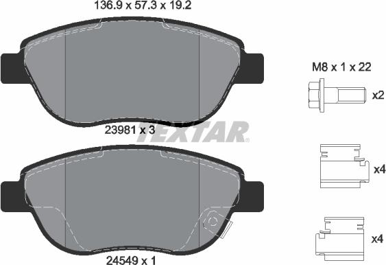 Textar 2398101 - Σετ τακάκια, δισκόφρενα parts5.com