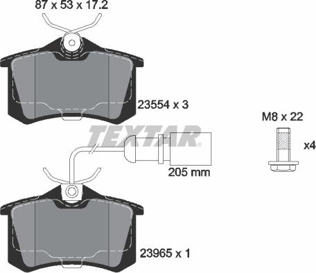 Textar 2355403 - Комплект спирачно феродо, дискови спирачки parts5.com