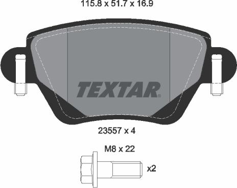 Textar 2355702 - Komplet zavornih oblog, ploscne (kolutne) zavore parts5.com