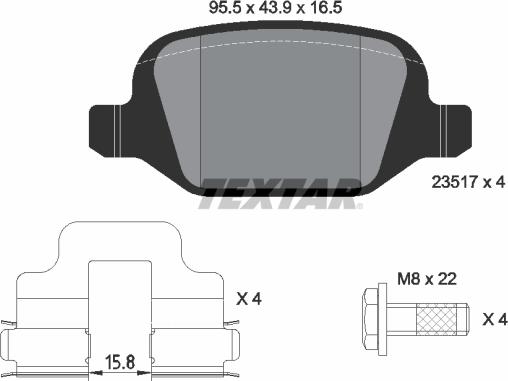 Textar 2351703 - Brake Pad Set, disc brake parts5.com