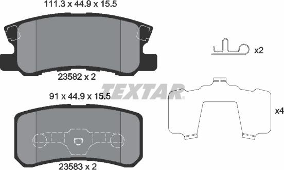 Textar 2358202 - Bremsbelagsatz, Scheibenbremse parts5.com