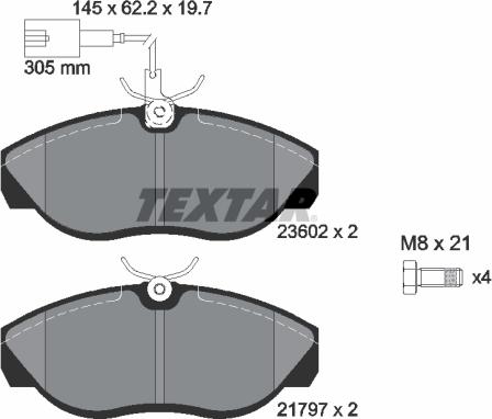 Textar 2360201 - Тормозные колодки, дисковые, комплект parts5.com