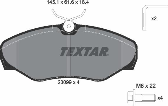 Textar 2309902 - Komplet zavornih oblog, ploscne (kolutne) zavore parts5.com