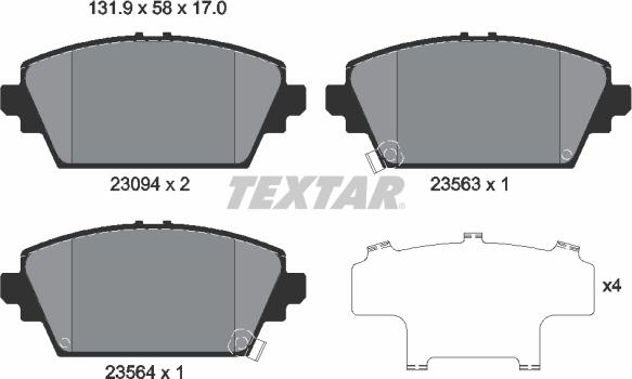 Textar 2309401 - Brake Pad Set, disc brake parts5.com