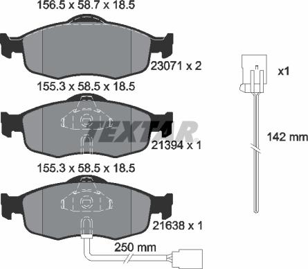 Textar 2307104 - Set placute frana,frana disc parts5.com