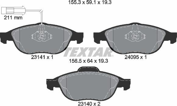 Textar 2314101 - Set placute frana,frana disc parts5.com