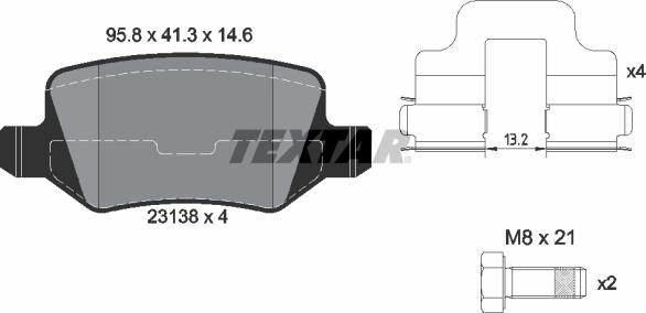 Textar 2313805 - Komplet zavornih oblog, ploscne (kolutne) zavore parts5.com