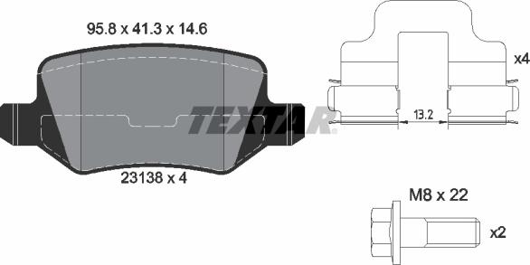 Textar 2313803 - Komplet zavornih oblog, ploscne (kolutne) zavore parts5.com