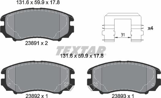 Textar 2389105 - Set placute frana,frana disc parts5.com