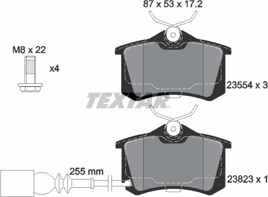 Textar 2382301 - Sada brzdových destiček, kotoučová brzda parts5.com