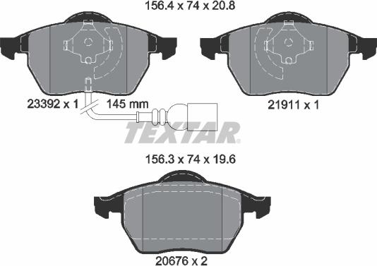 Textar 2339201 - Σετ τακάκια, δισκόφρενα parts5.com