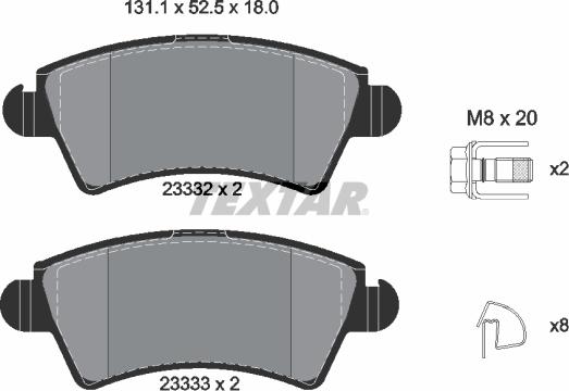 Textar 2333201 - Piduriklotsi komplekt,ketaspidur parts5.com