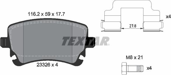 Textar 2332601 - Σετ τακάκια, δισκόφρενα parts5.com