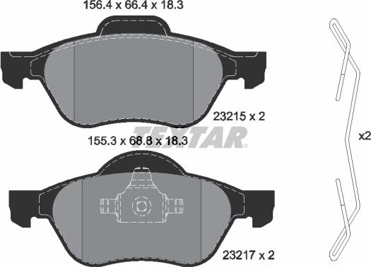 Textar 2321502 - Комплект спирачно феродо, дискови спирачки parts5.com