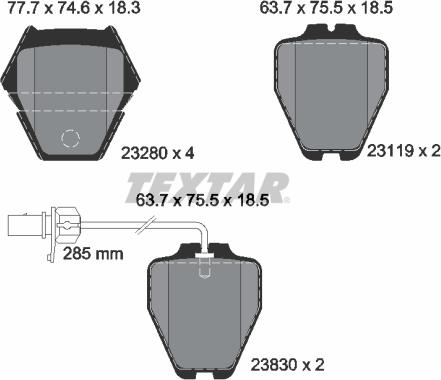 Textar 2328001 - Σετ τακάκια, δισκόφρενα parts5.com