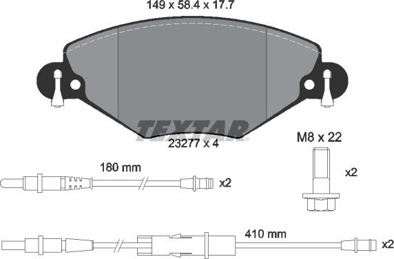 Textar 2327701 - Set placute frana,frana disc parts5.com