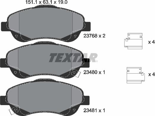 Textar 2376802 - Fékbetétkészlet, tárcsafék parts5.com