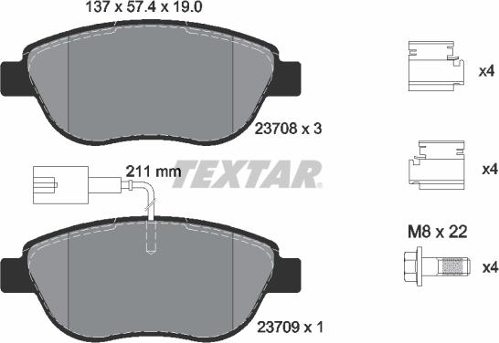 Textar 2370802 - Jarrupala, levyjarru parts5.com