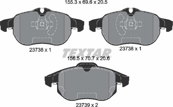 Textar 2373807 - Set placute frana,frana disc parts5.com