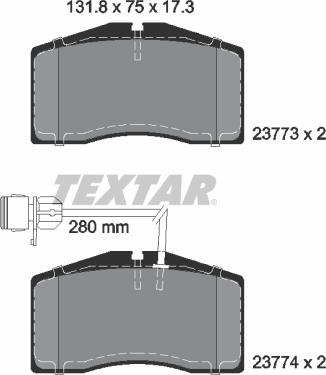 Textar 2377301 - Brake Pad Set, disc brake parts5.com