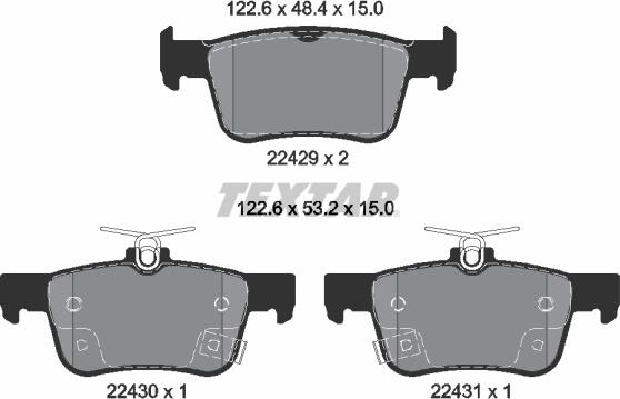 Textar 2242901 - Komplet zavornih oblog, ploscne (kolutne) zavore parts5.com