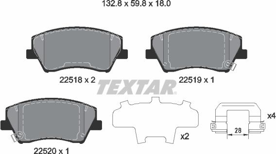 Textar 2251801 - Piduriklotsi komplekt,ketaspidur parts5.com